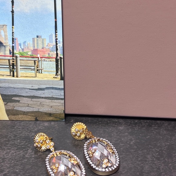 Freida Rothman Gold and Silver CZ Earrings - Picture 2 of 3